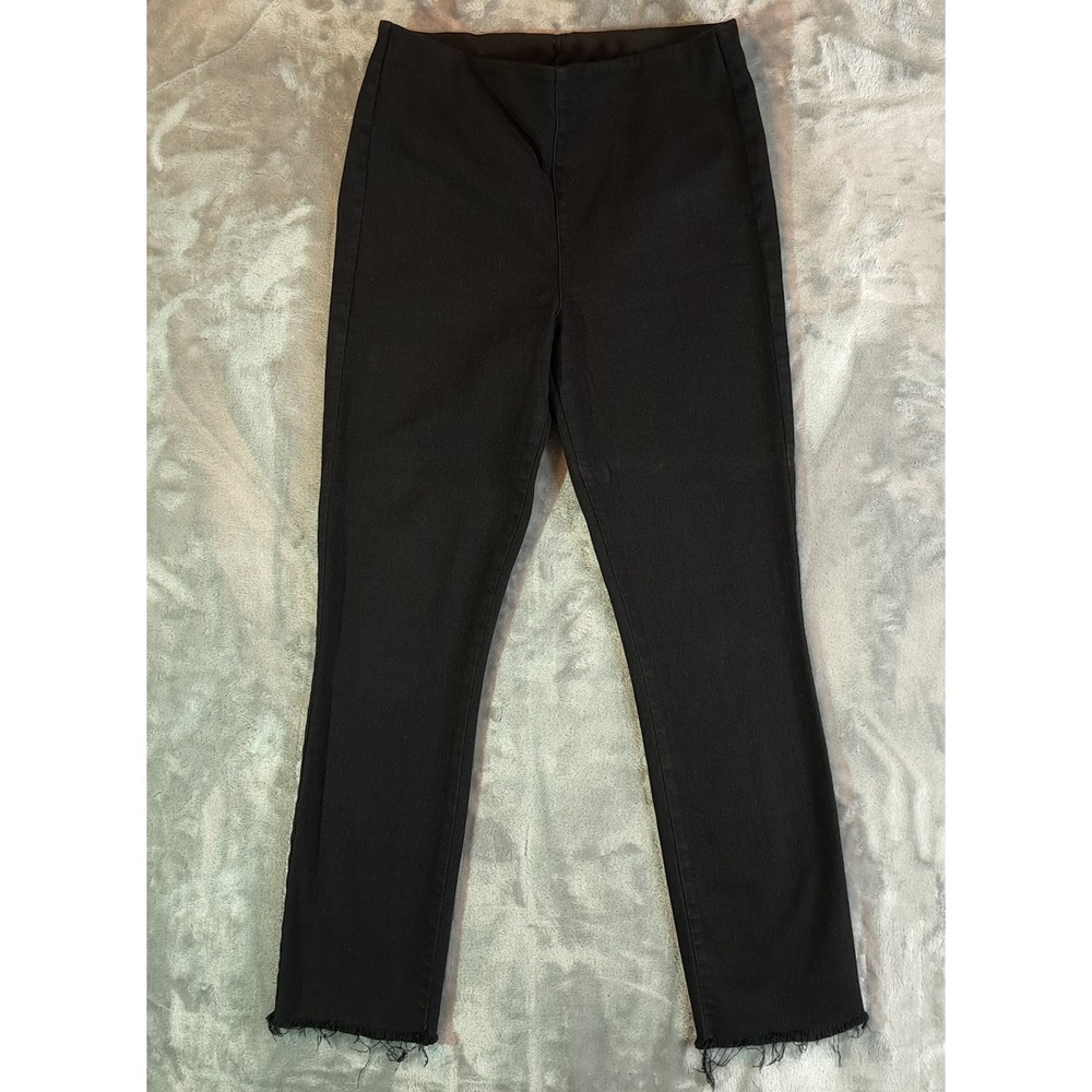 Frank & Eileen Derry Illusion Pull On Jeans 29 Black Italian Dream Denim Raw Hem
